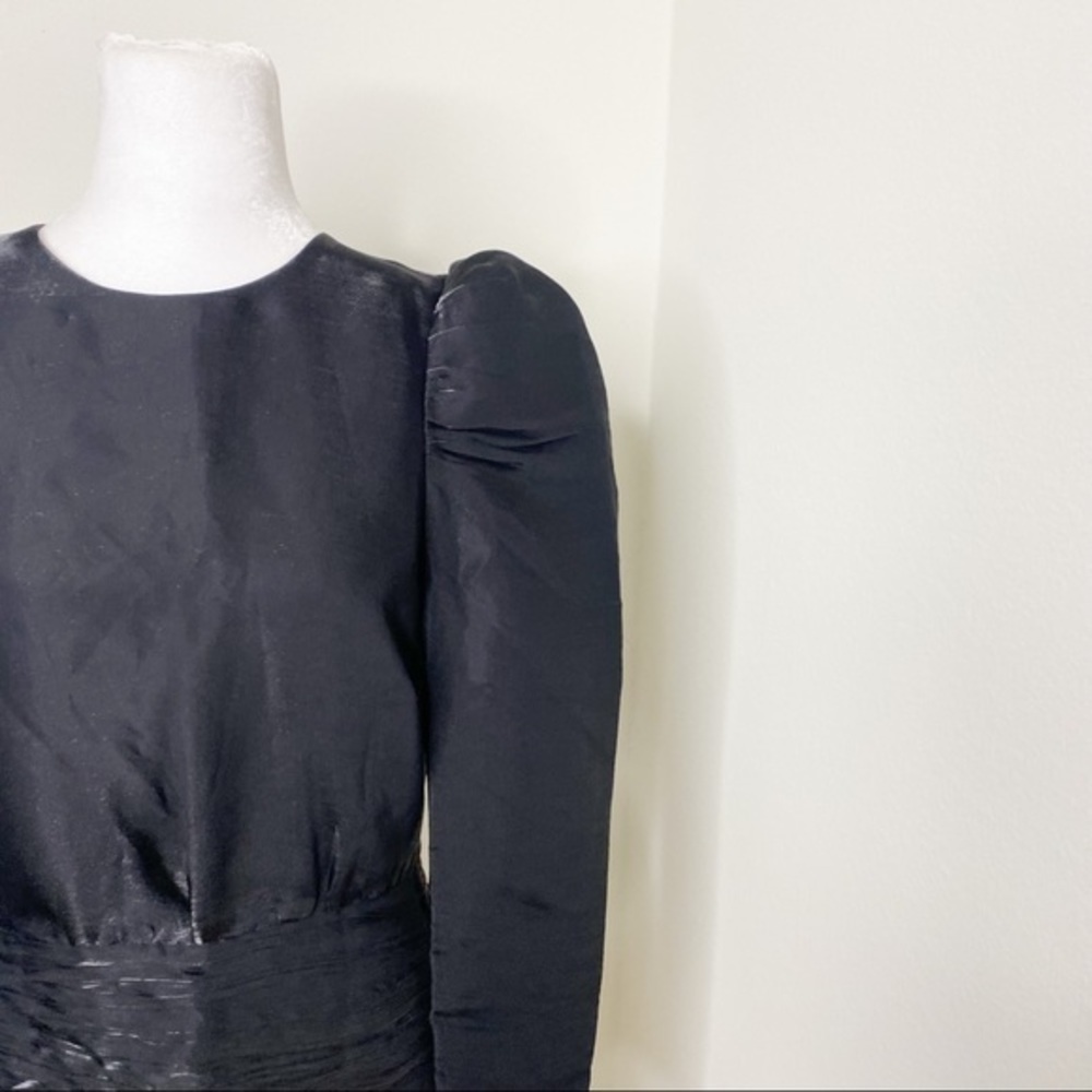 Black puffy sleeves metallic textured dress NWT - Picture 3 of 7